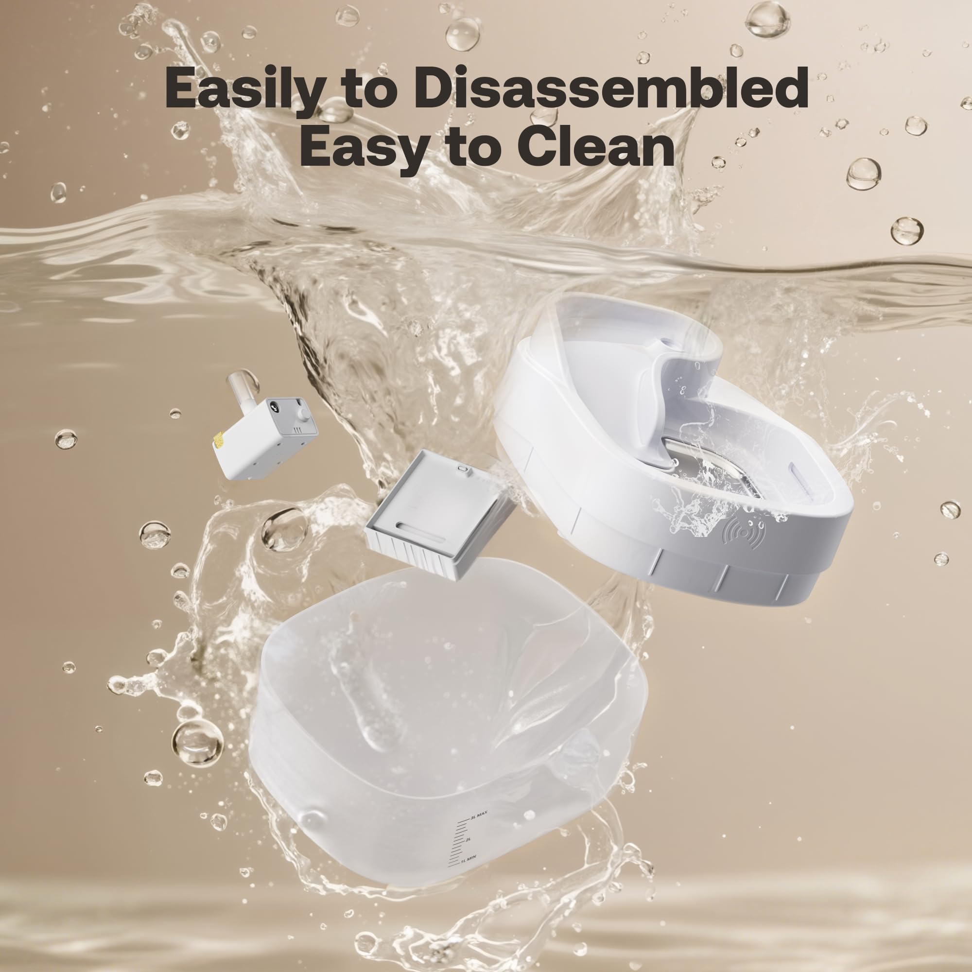 Dockstream - Fuente de agua para gatos, 3L/2,863.3 g, dispensador automático de agua para mascotas, para gatos, perros, beber con filtro de repuesto, bomba silenciosa, bandeja de acero inoxidable y