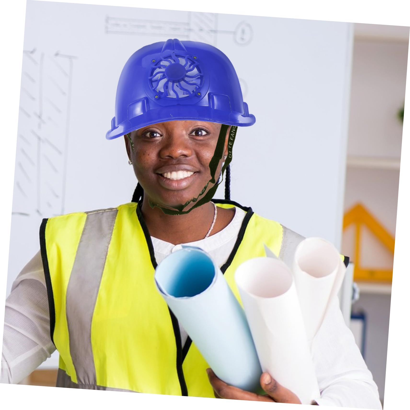 Gatuida Casco Sicurezza Solare con Ventilatore per Edilizia Casco Protettivo e Traspirante con Design Ombreggiante per Attività senza Batteria