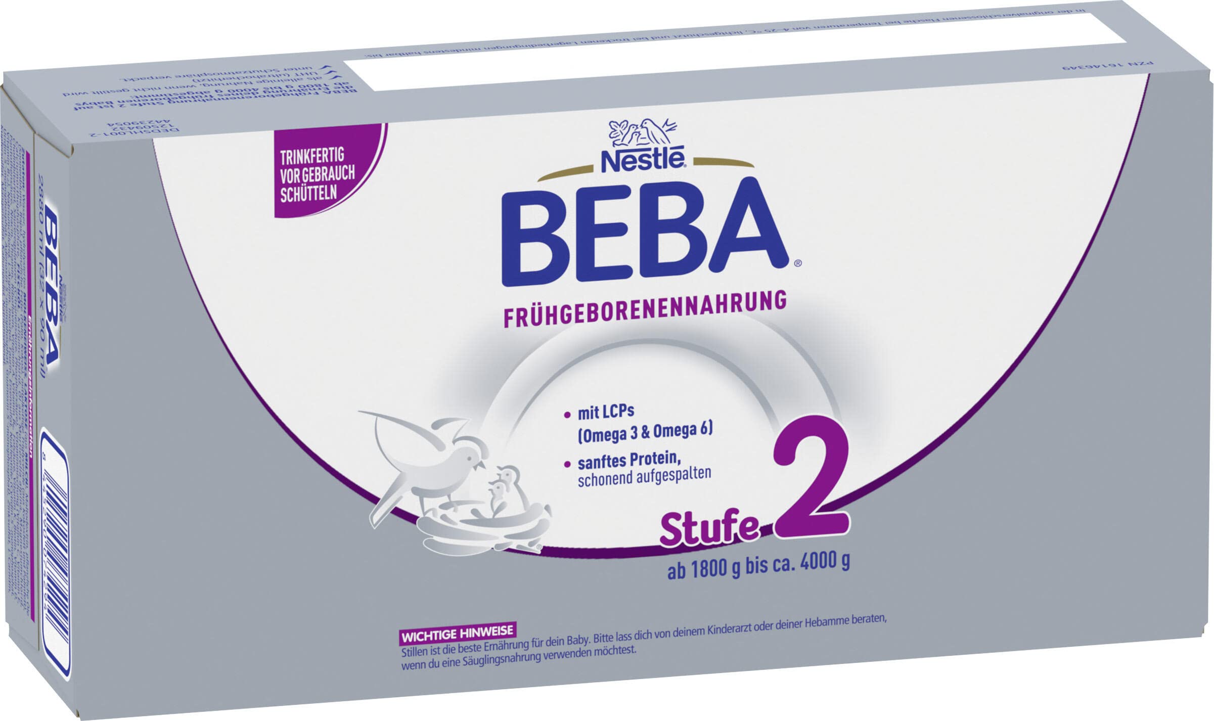 Nestlé BEBA Frühgeborenenahrung Stufe 2 – Spezialnahrung für Frühgeborene und untergewichtige Neugeborene