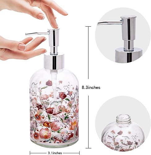 Miniatura 8 de Topadorn Dispensador de jabón de vidrio de 17 onzas con bomba de acero inoxidable a prueba de óxido, dispensador de jabón de cocina y baño para