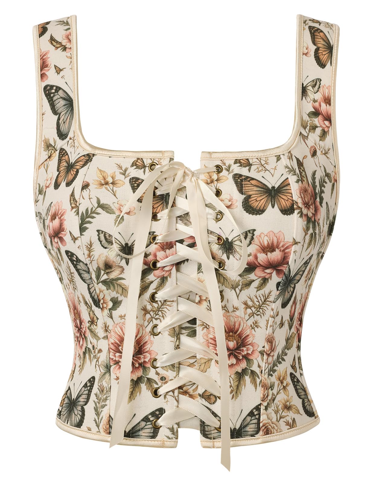 Scarlet Darkness Boned Waist Floral Renaissance Fairy Costume Corset Tops