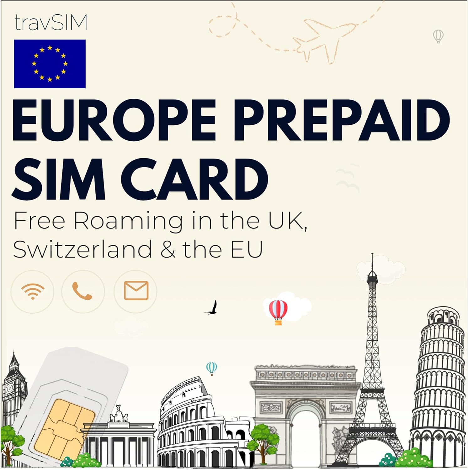 travSIM Europe SIM Card 10 GB Mobile Data at 4G/5G speeds Free