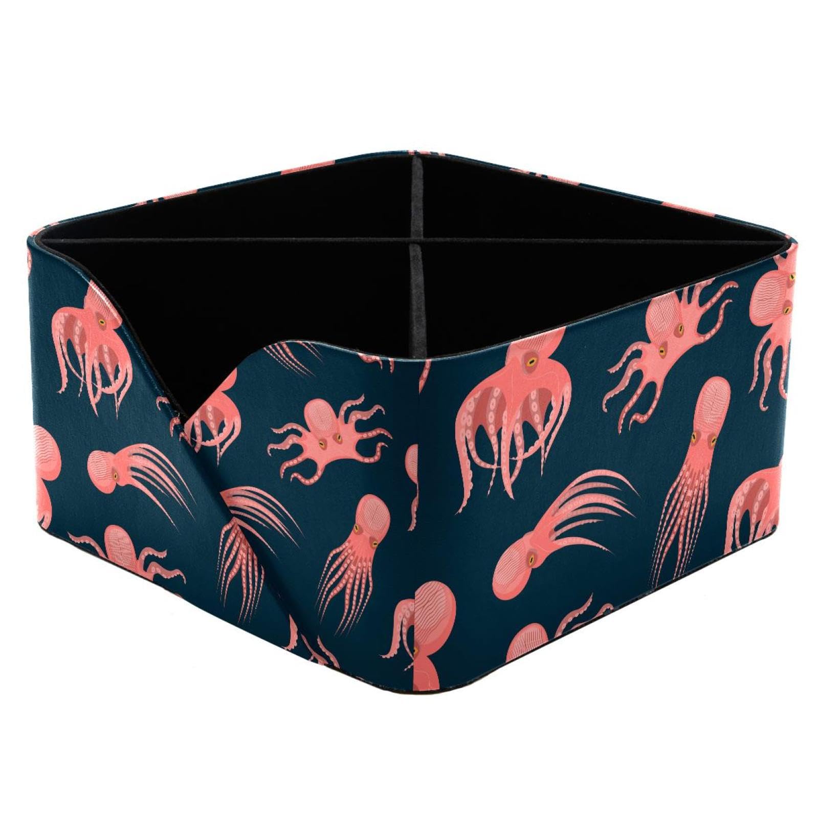 KengjuTesu Underwater Cute Octopus Desktop Organizer Pen Holder, Rectangular Pencil Cup for Office, Study and Makeup Stations