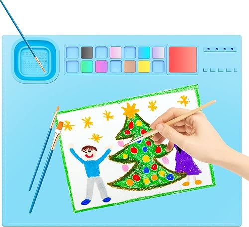 Tapete de silicona para manualidades 20 x 16 pulgadas tapete de pintura de silicona para fundición de resina tapete de silicona con taza de limpieza