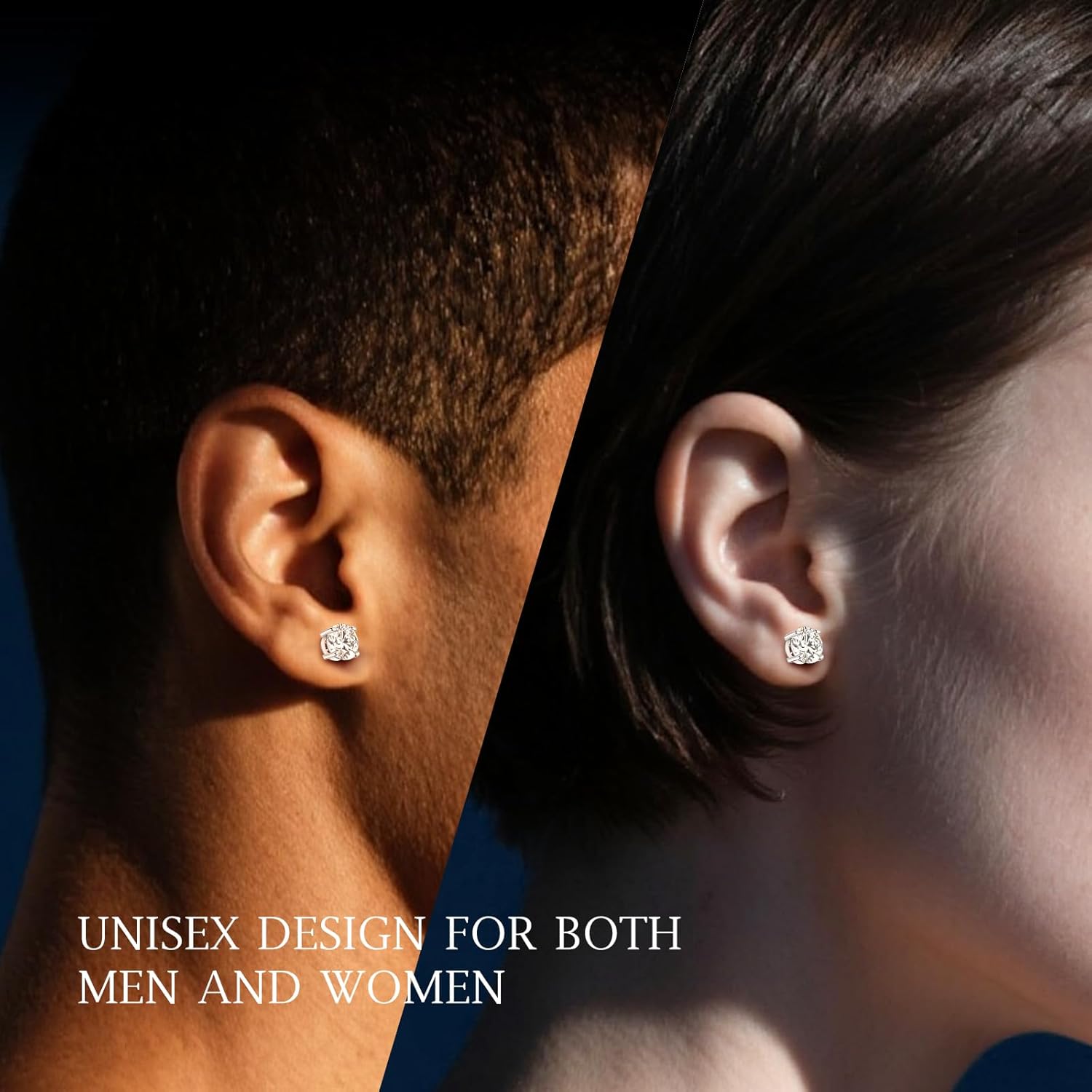 Moissanite Earrings for Men Women, 0.2ct-3.0ct Men 925 Sterling Silver Earrings, Round Cut Diamond Stud Earrings for Women - Image 4