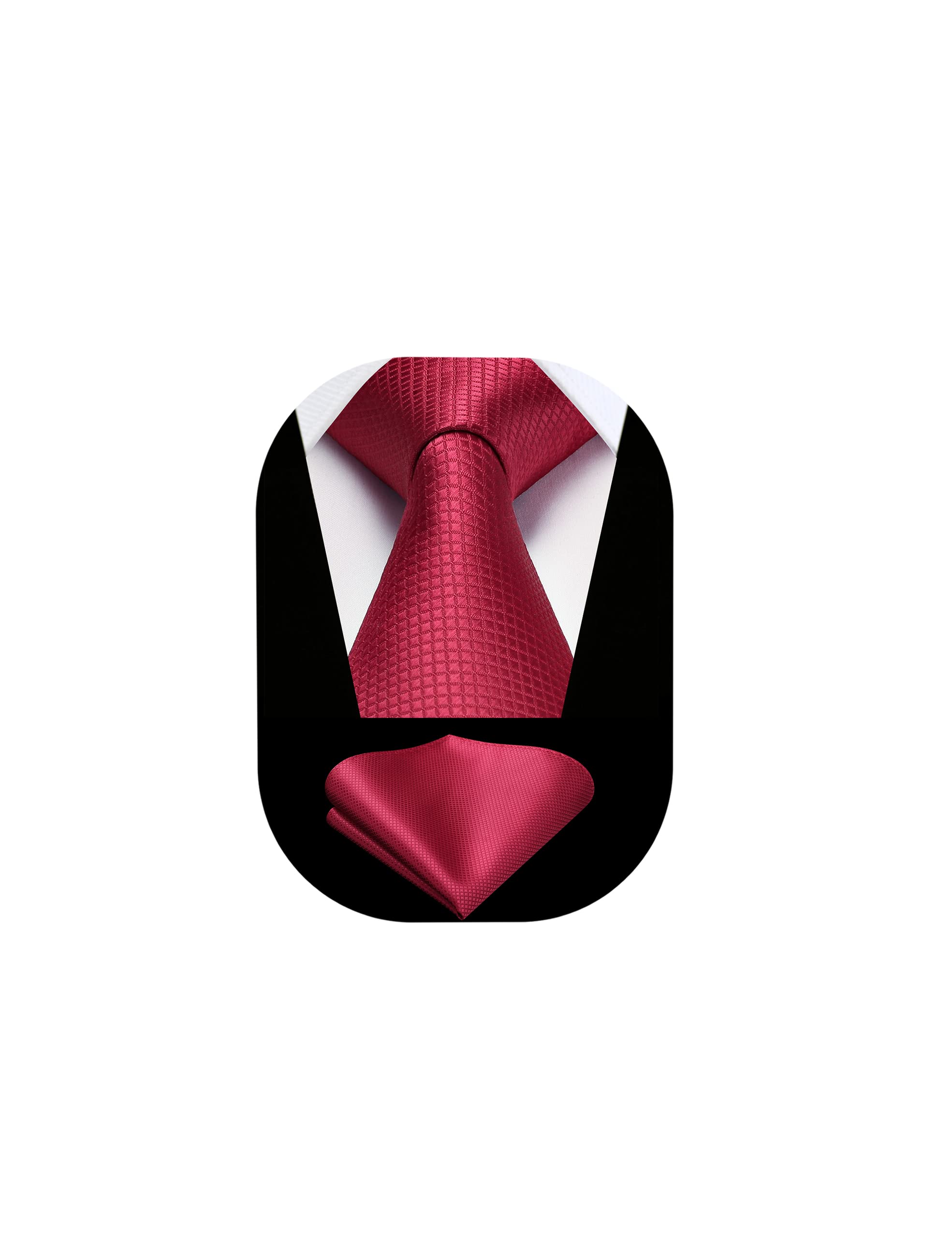 HISDERN Ties for Men Plaid Checkered Tie with Pocket Square Woven Business Formal Necktie Handkerchief Set Wedding Party