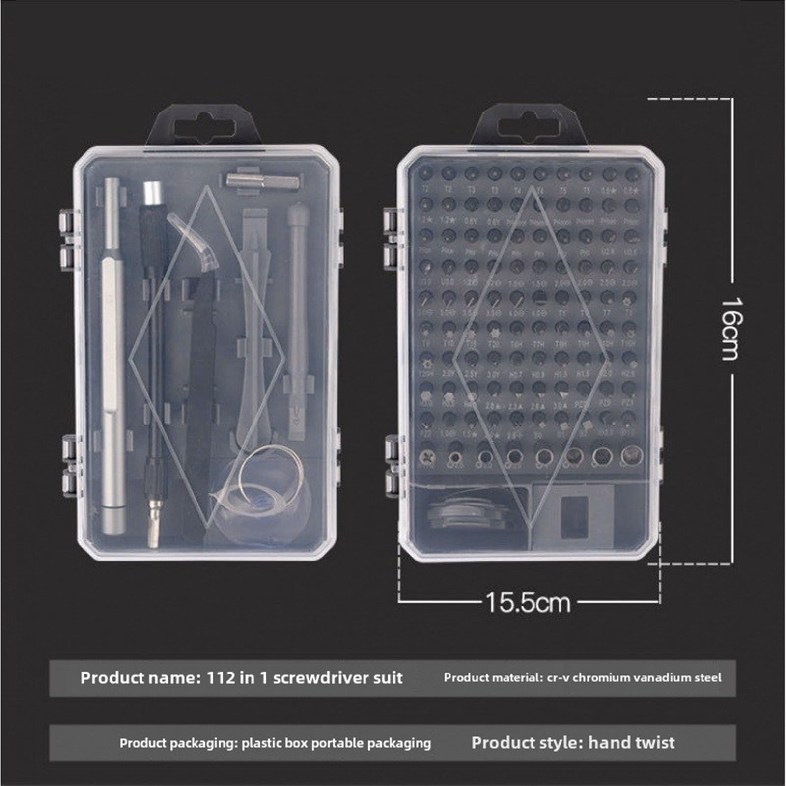 Boîte à outils de démontage montres et téléphones 112 en 1, ensemble tournevis combinés acier au chrome vanadium, maintenance PréCision Pratique