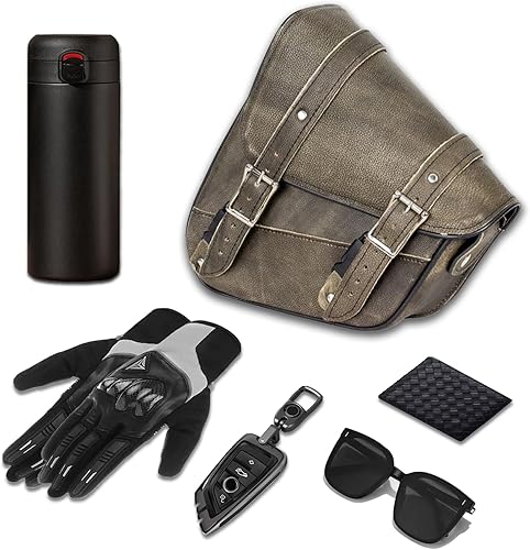 Miniatura 9 de GARGOYLE BELLS Bolsas de cuero para sillín de motocicleta, bolsa de brazo oscilante para softails y helicópteros, bolsas de equipaje de motocicleta,