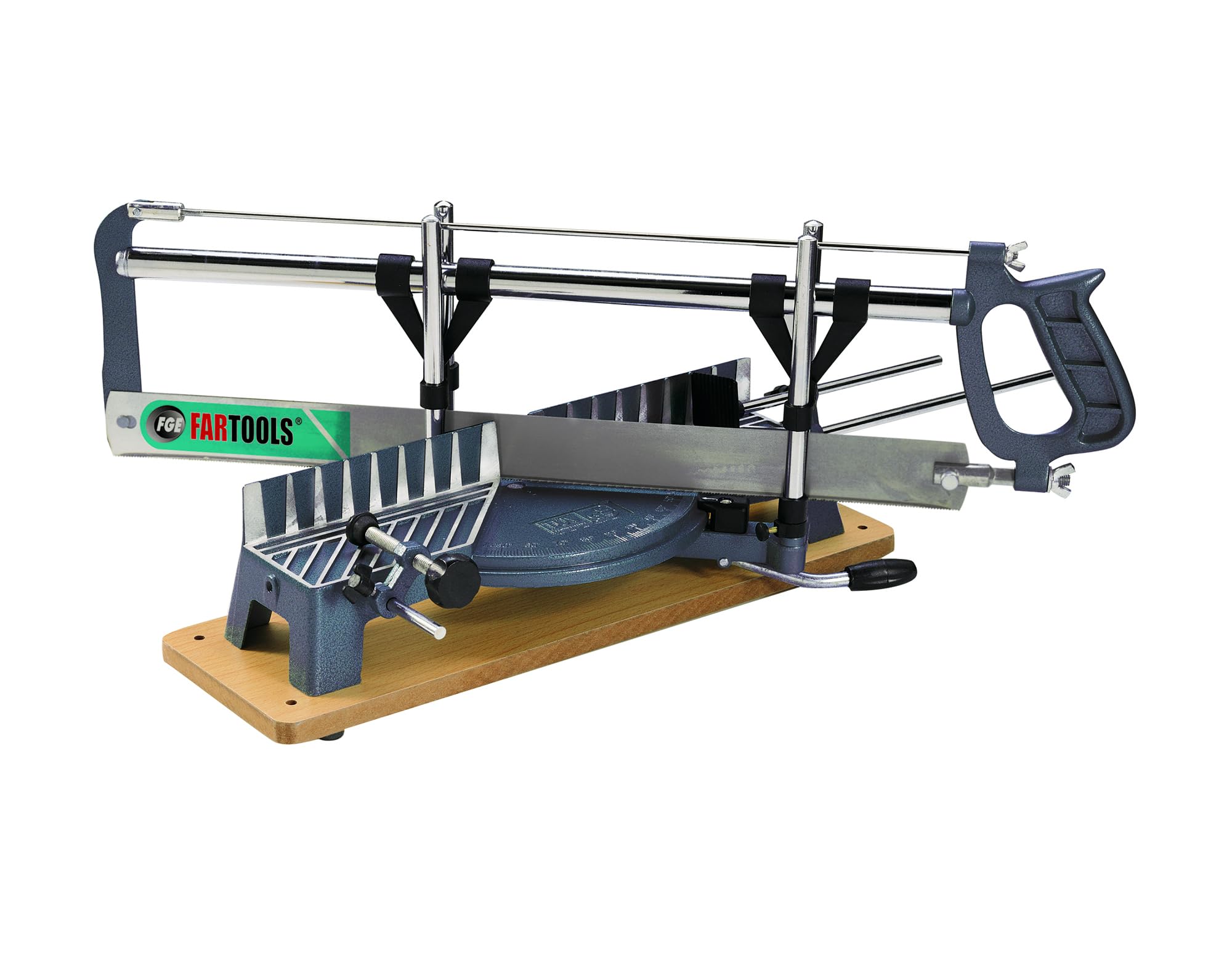 Fartools One Scie à onglet manuelle 550x45mm (14TPI), capacité de coupe maxi 90°=160x100mm & 45°=100x100mm, table de 395x75mm, avec patin caoutchouc anti-dérapant