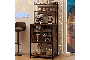 IDEALHOUSE Rustic Baker's Rack with Glass Wine Rack Cabinet