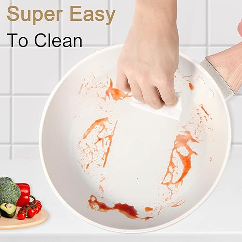 Miniatura 5 de M MELENTA Juego de ollas y sartenes de granito ultra antiadherentes, 11 piezas de utensilios de cocina fundidos a presión con sartén, sartén, olla,