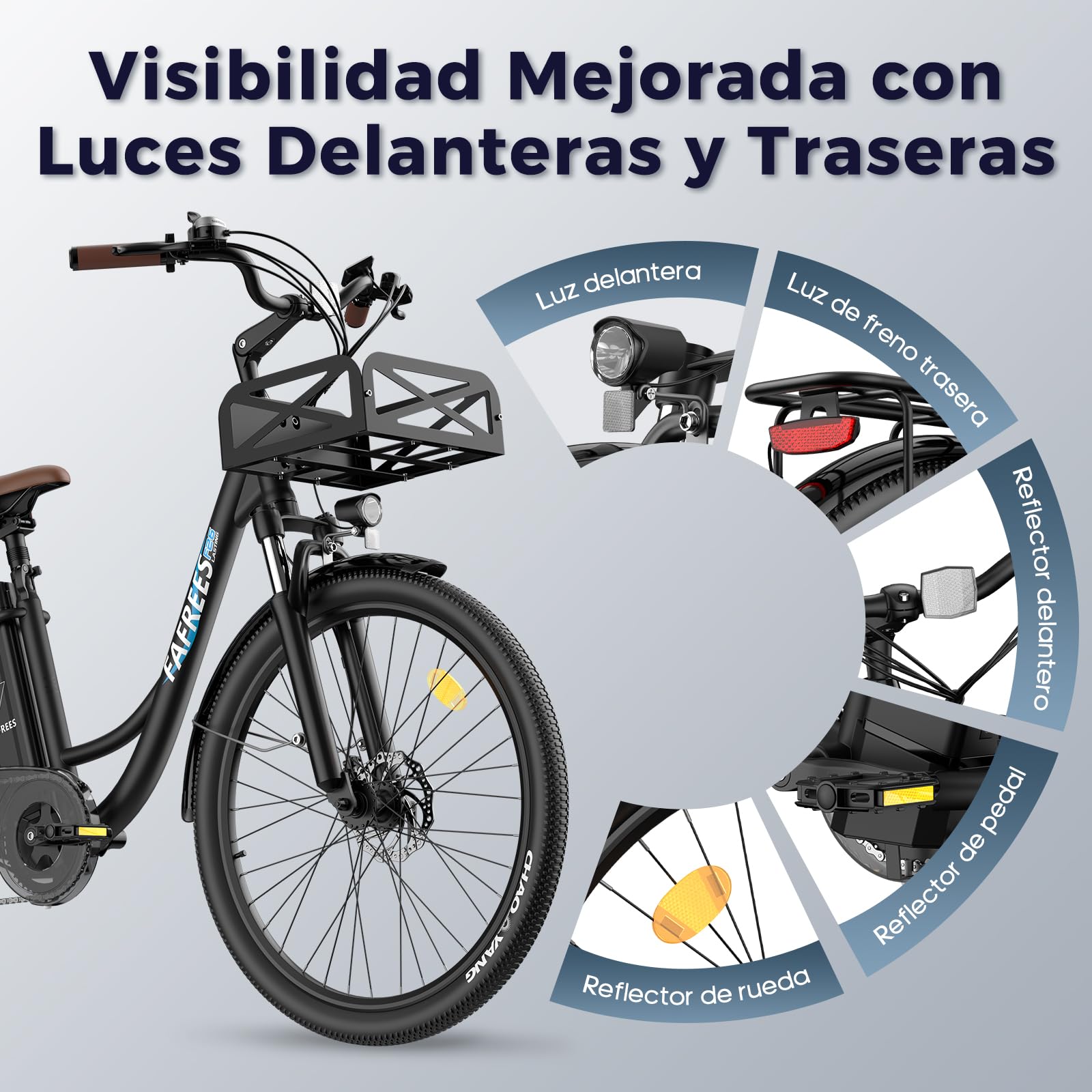 Fafrees F26 Lasting Bicicleta Eléctrica, Bicicleta Urbana eléctrica de 26 Pulgadas, Bicieléctrica de 250W/20,3Ah, Cesta Delantera, Bicic Eléctrica para Adultos, Alcance 160KM
