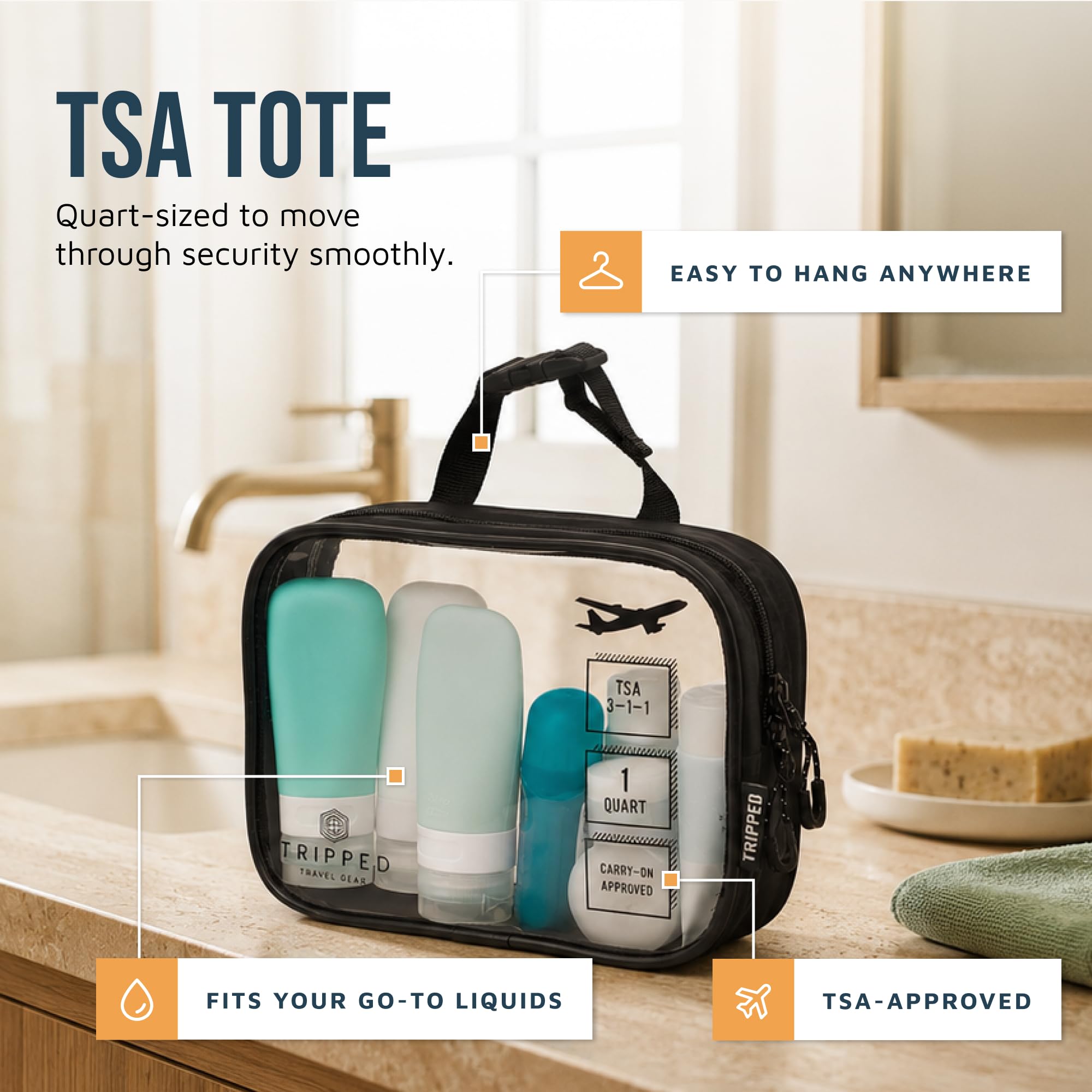 Juego de Neceser de tocador: Bolsa de Aseo Colgante de Viaje + Bolsa de cosméticos 311 TSA + Bolsa organizadora de Accesorios Ultraligera
