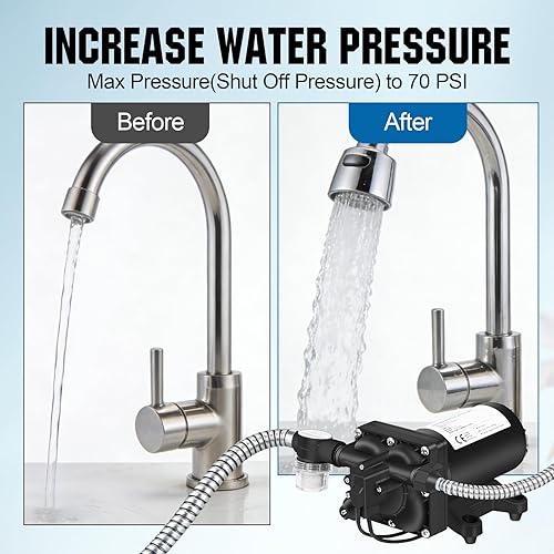 Miniatura 4 de ECO-WORTHY 110V AC Fresh Transfer Diaphragm Water Pump On Demand 5.5GPM 70PSI High Pressure Water Booster Pump 110 Volt with Pressure Switch for