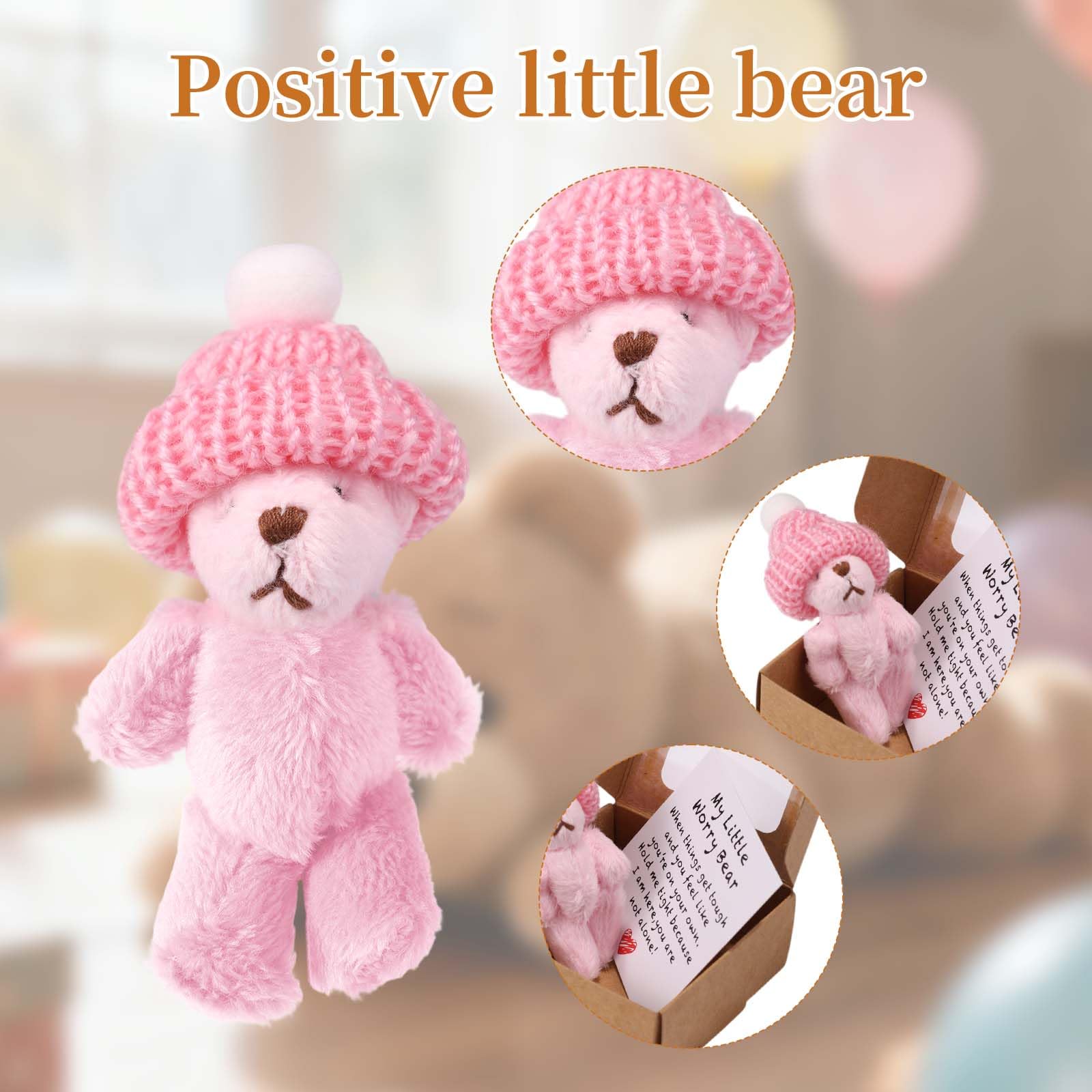 TOYMIS 2 Sets Little Worry Bear Hug in Box with a Hat - Image 3