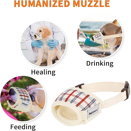 Miniatura 5 de Bozal para perro, bozal estampado para mascotas para perros pequeños, medianos y grandes, antimordeduras, ladridos, masticar, malla de aire,