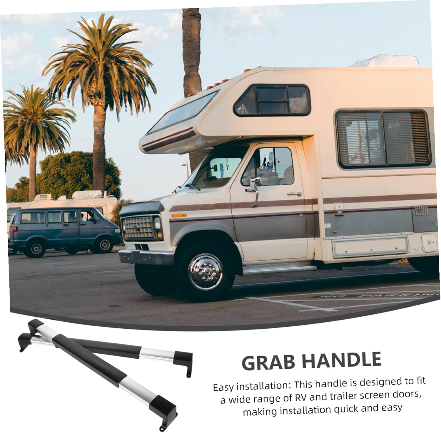 Non-Slip Rv Screen Door Handle Adjustable Aluminum Abs Camper Door Pull with Modern Minimalist Design for Trailers Motorhomes and Versatile Applications