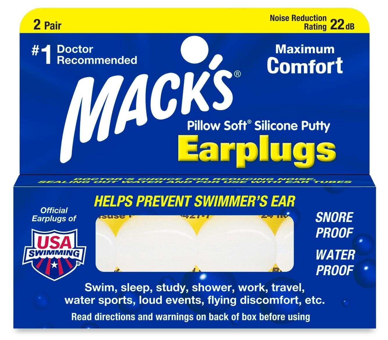 Tapones para oídos Macks Pillow Soft silicona para estudiar concentrado