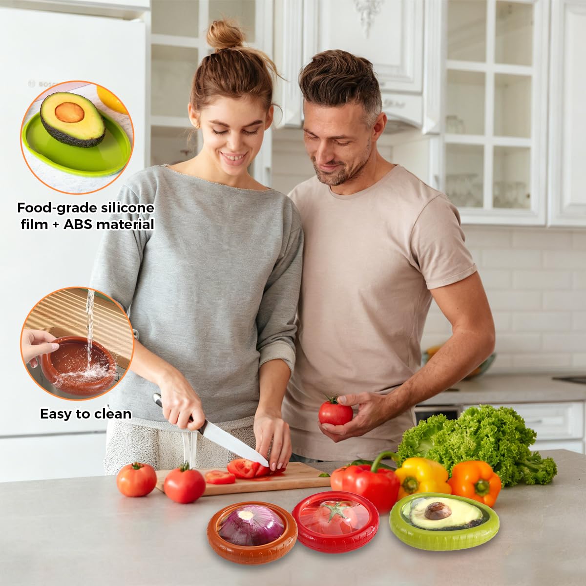 Lot De 4 Boîtes De Rangement En Silicone Réutilisables Hermétiques - Fruits Et Légumes - Neuf