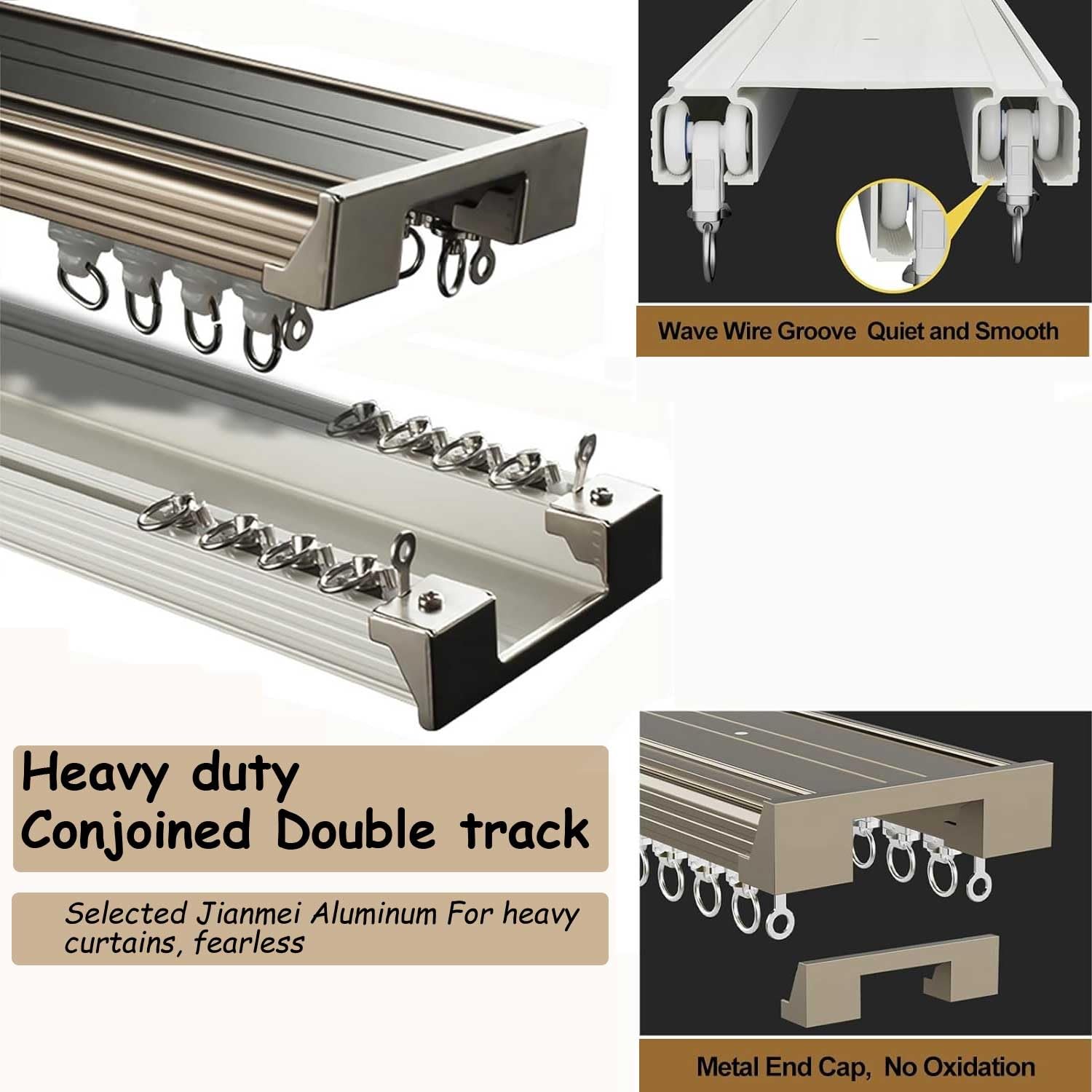 Heavy-Du Double rail pour fenêtre et plafond - Séparateur de pièce facile à installer - Pour salon et chambre à coucher - 4,2 m / 13.8ft