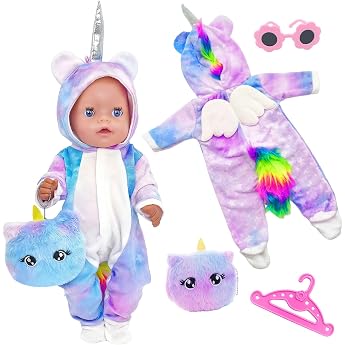 Baby Dolls Doll Clothes 35-43 cm 4-Piece Outfit with Purse Hanger Sunglasses Baby Doll Clothes for 14-18 Inch Dolls Without Doll