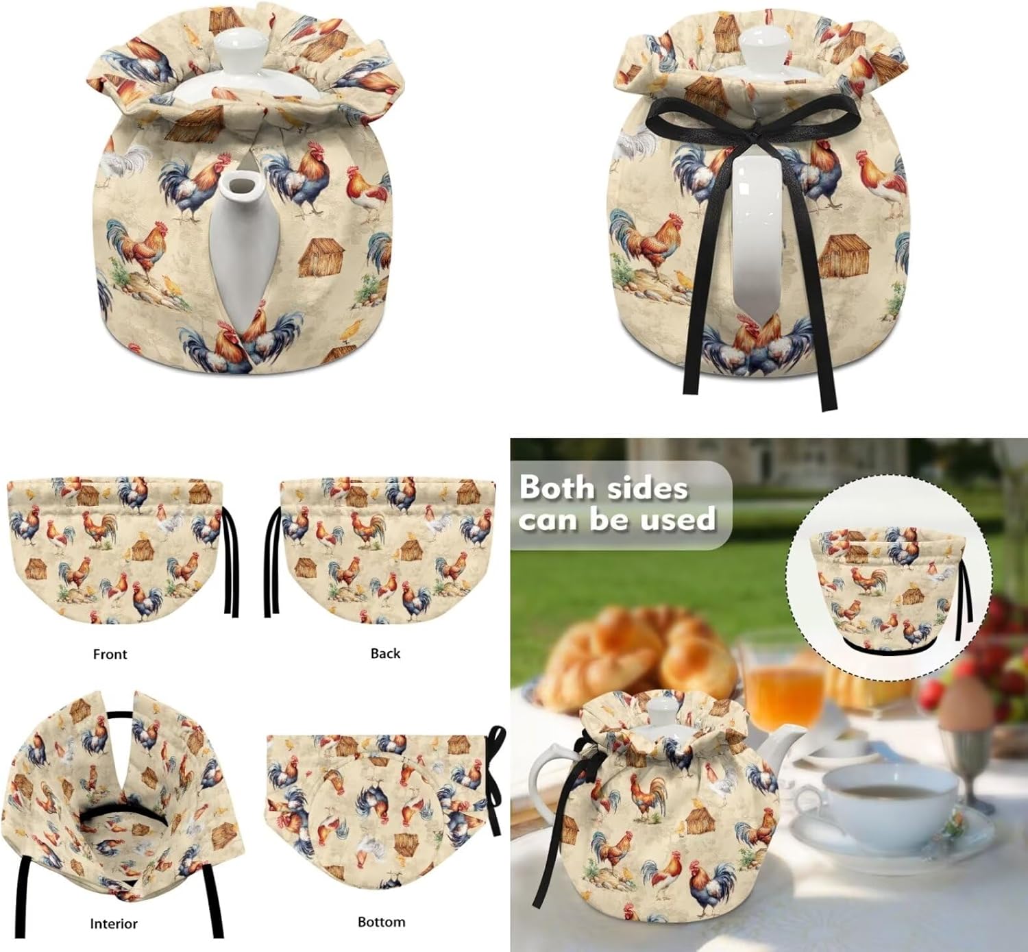 Rooster Tea Cozy Insulation Kitchen Accessory 2 Pcs Tea Cozies Covers Kitchen Home Decorative Tea Pots Cozy for Keeping Warm