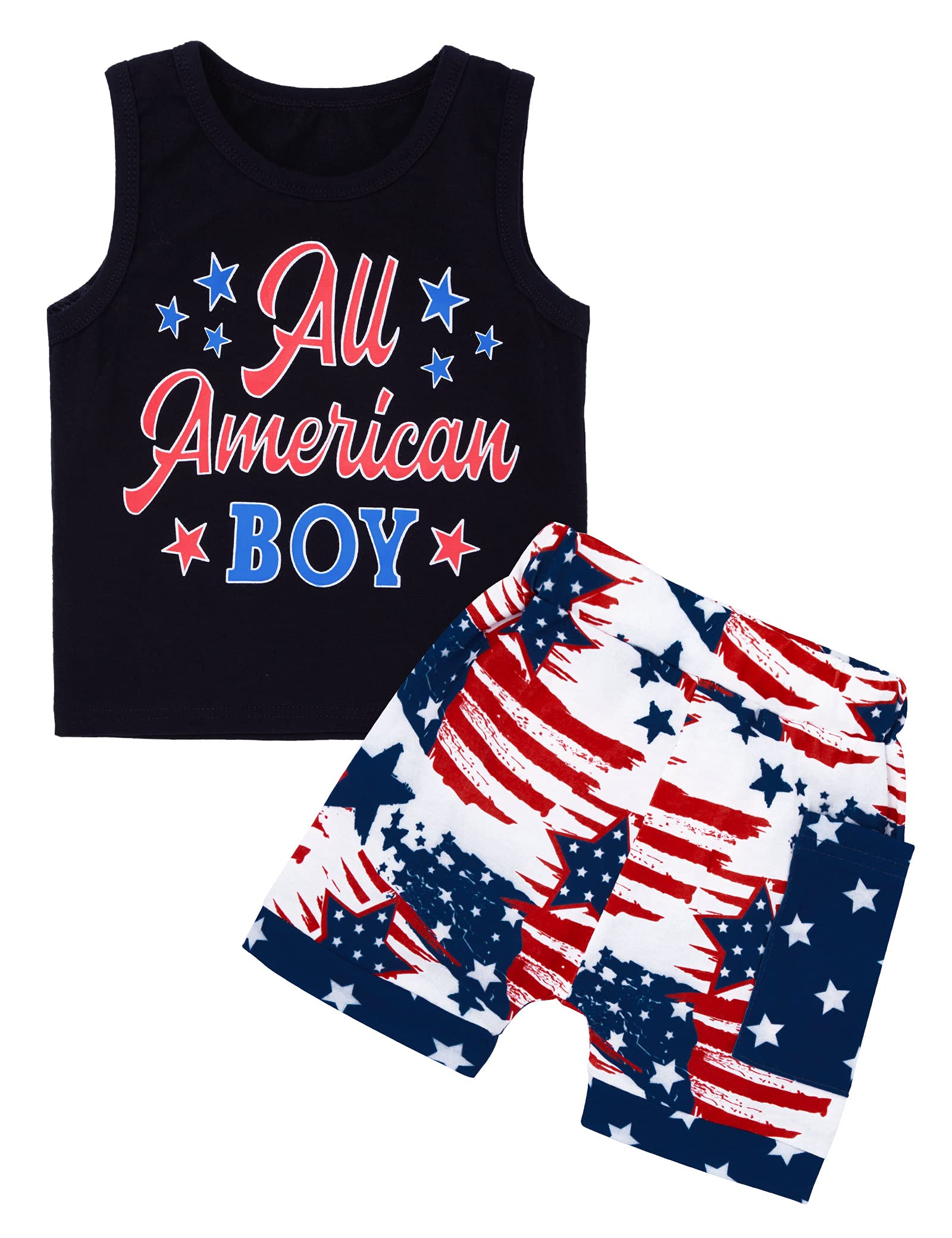 Von kilizo 4th Of July Toddler Boy Outfit Toddler Boy 4th Of July Outfit Tank Top Shorts Sets Toddler 4th Of July Outfit