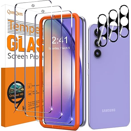 Samsung A54 Accessories: 3-Pack Screen and Camera Lens Protectors