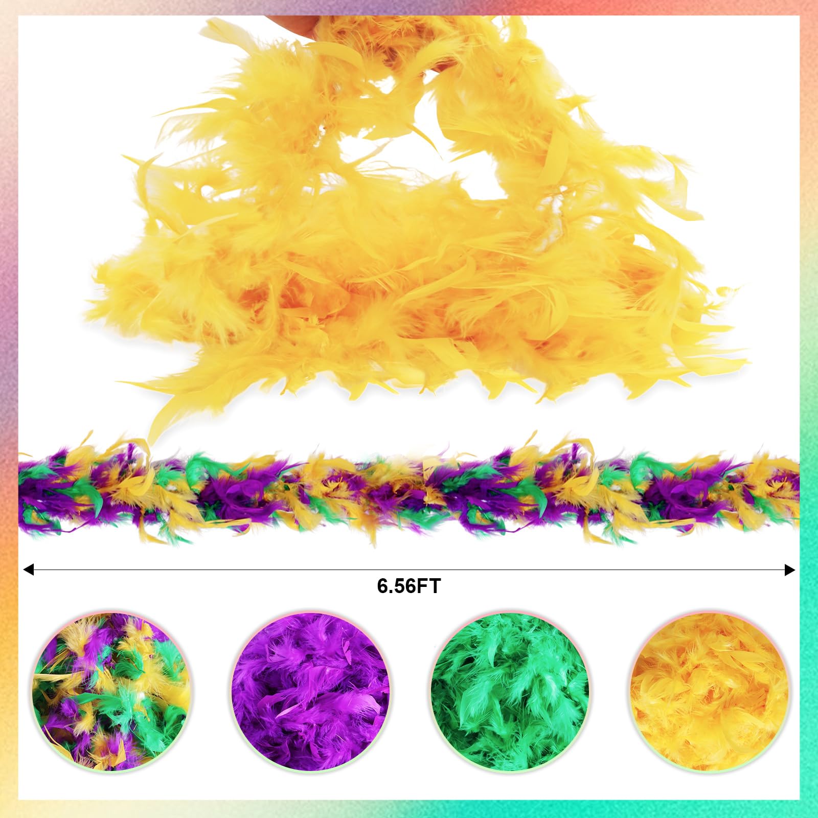 Gvhntk Lot de 6 boas colorés en plumes de dinde de 2 m - Accessoires de déguisement
