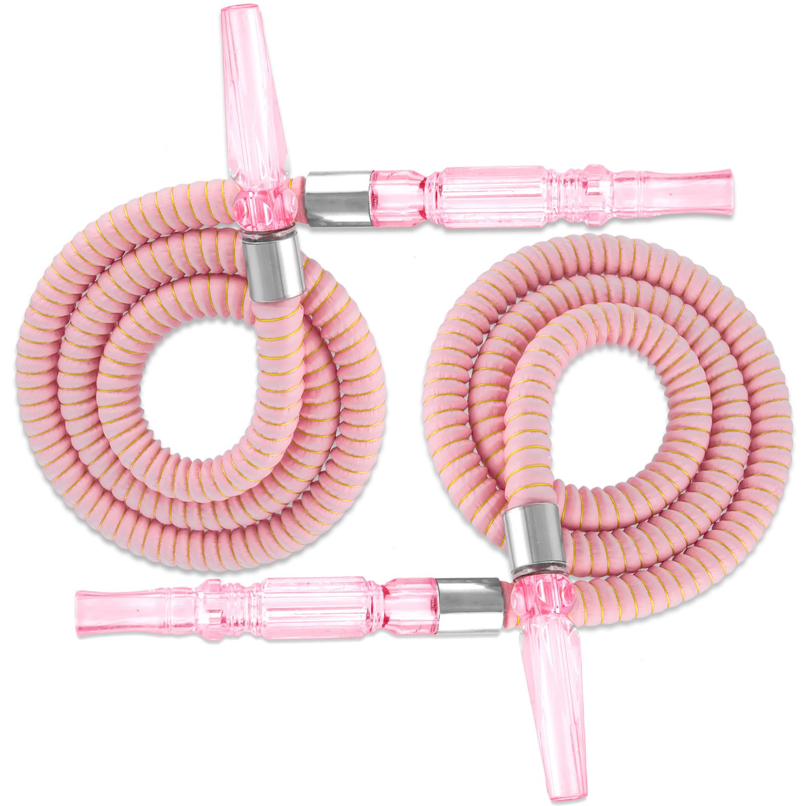 2 Pack Hookah Hose Washable 39'' Shisha Hose Acrylic Handle Leather Wrapped Pipe For Small Hookah Set (Pink)