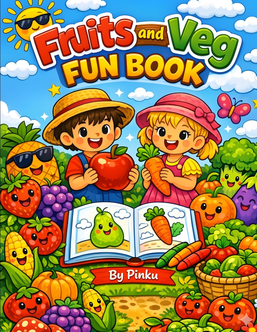 Fruits And Veg Fun Book: Fun and Easy fruits and vegetables Coloring Pages for Toddlers, Preschoolers, and Kindergarten Kids