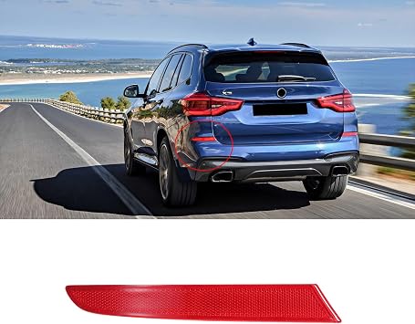 Rear Left Bumper Reflector Trim LED Driver Side Red Compatible with BMW X3 M 2016-2019 Replaces 63147857003
