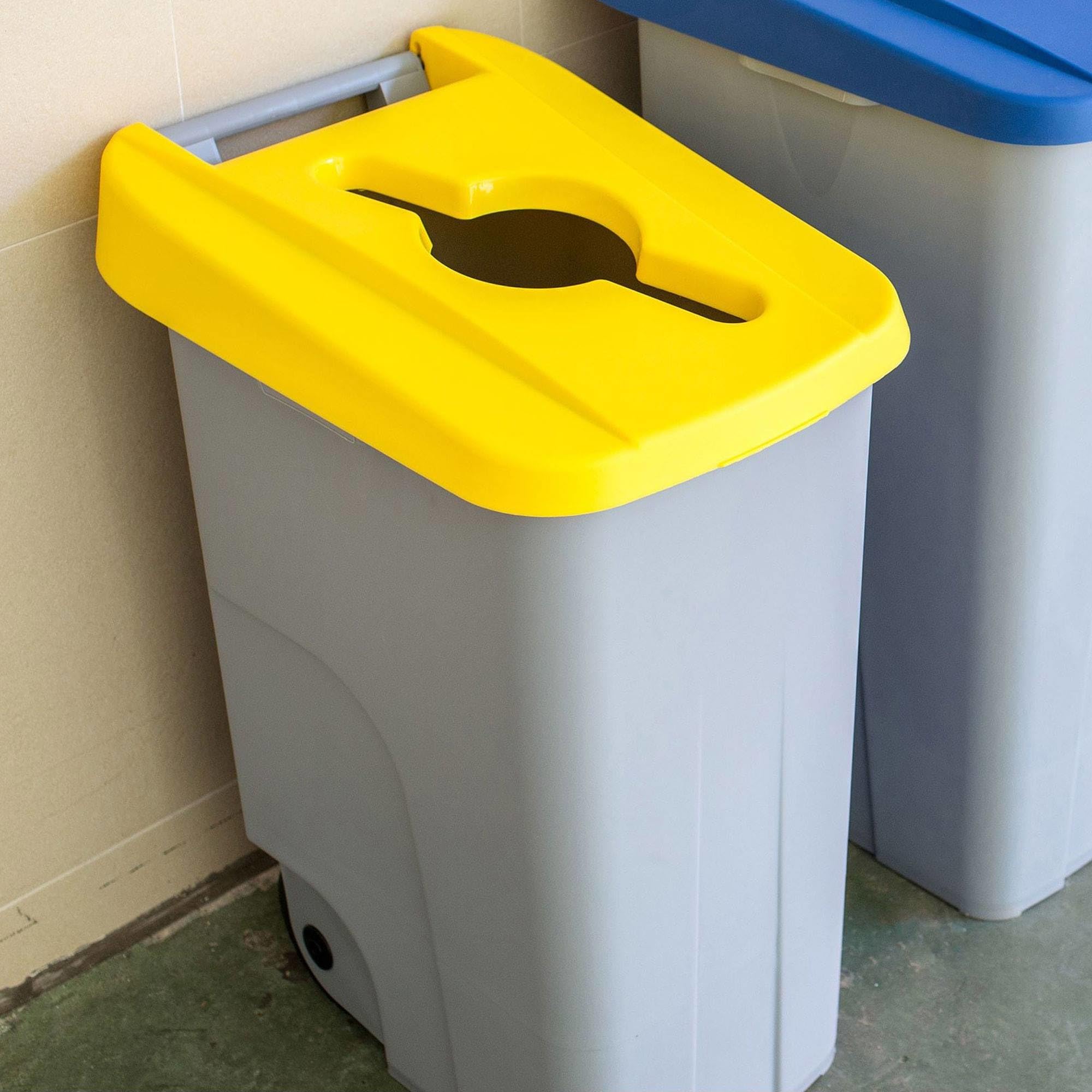 WELL HOME MOBILIARIO & DECORACIÓN Contenedor Abierto 85L Amarillo H.76cm + Rollo 10 bolsas de basura 100L