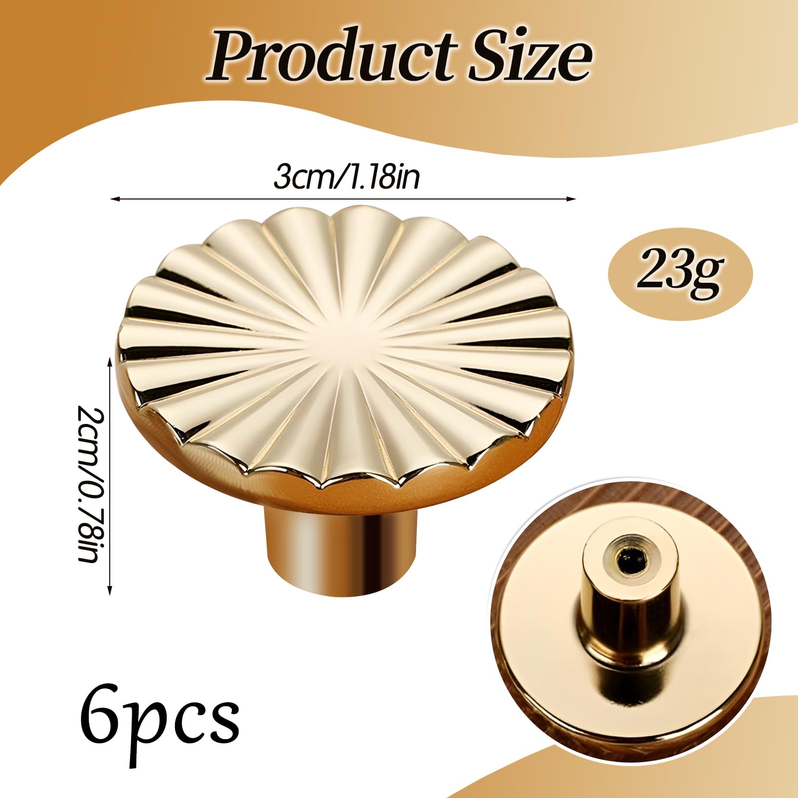 6 PCS Brushed Gold Cabinet Knobs - Image 2