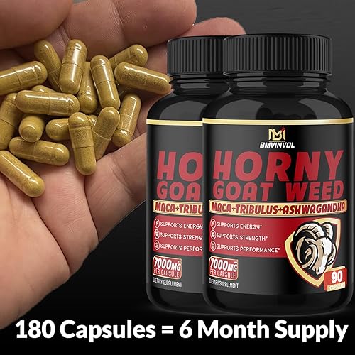 Miniatura 6 de BMVINVOL Paquete de 2 cápsulas de malezas de cabra cachonda  7000 mg equivalente a hierbas  180 cápsulas para suministro de 6 meses  Maca, ginseng,