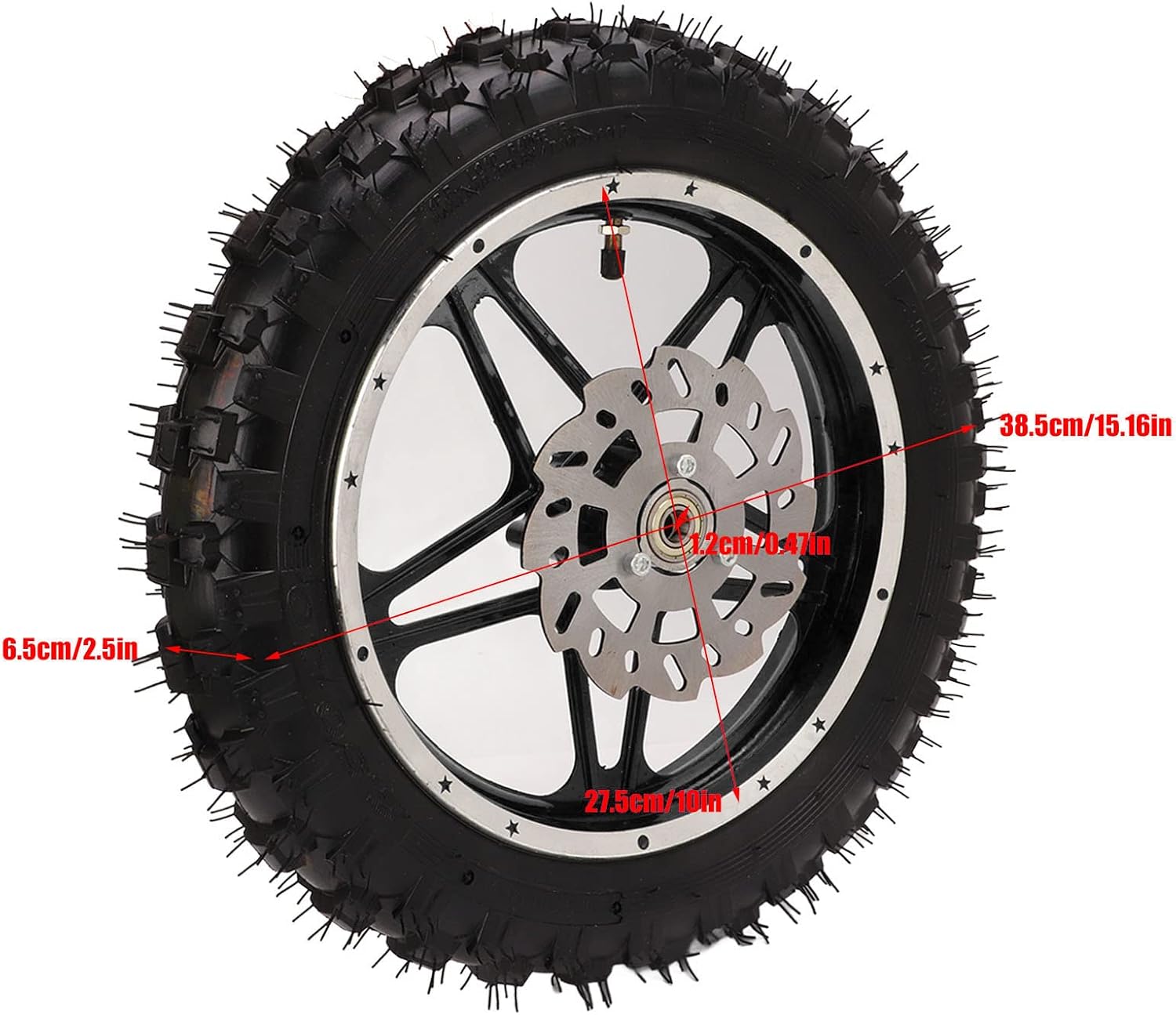 KIMISS Front Tire Assembly, Front Wheel Assembly 2.5‑10 Wheel Tyre Tires 12MM Shaft Diameter for Off Road Vehicle Motorcycle