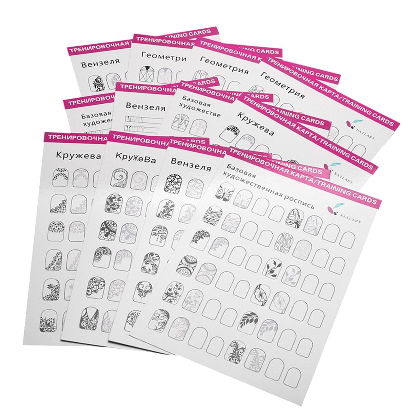 12x Drawing Nail Art Practice Learning Template Painting Guide Book Tools-image-17
