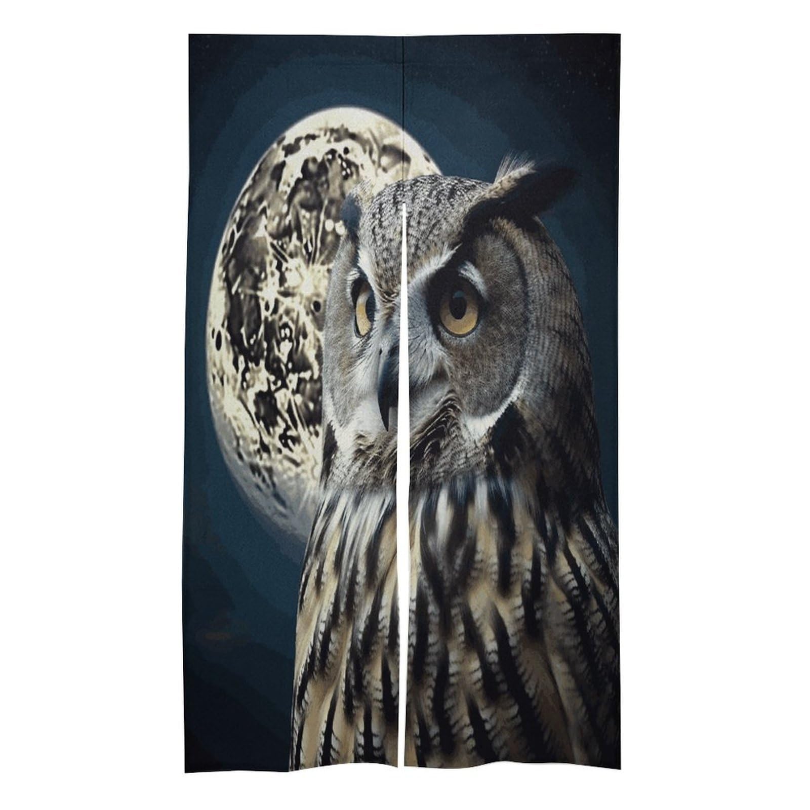 FekiLoot Owl and Moon Door Curtain for Doorway Privacy French Style Theme Blackout Curtain Splice Thermal Insulated Door Cover Rustic Room Divider Home Decoration 17W X 57L in