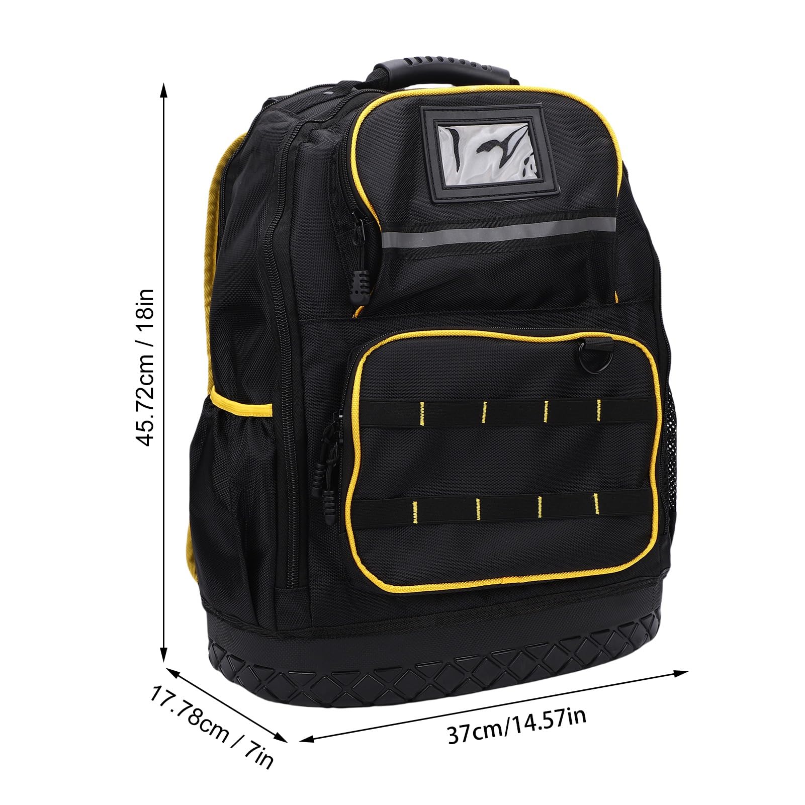 Zaino portautensili ZenithAur con fondo rigido e tasche multiple, borsa portautensili resistente con scomparto per laptop da 15,6 pollici e porta USB per elettricisti e tecnici.