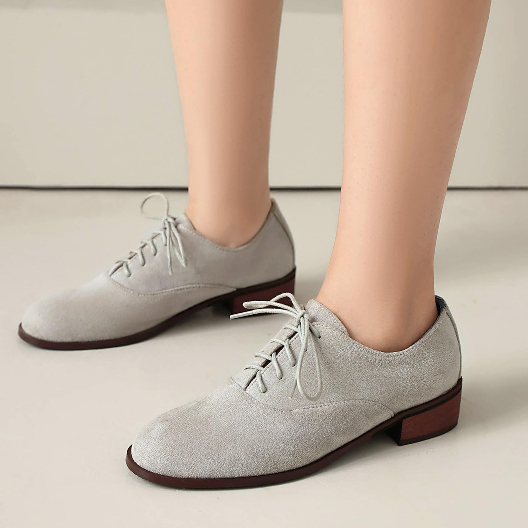 Gicoiz Brogue Oxford Derby Femme Bout Rond Lacets Travail Pumps