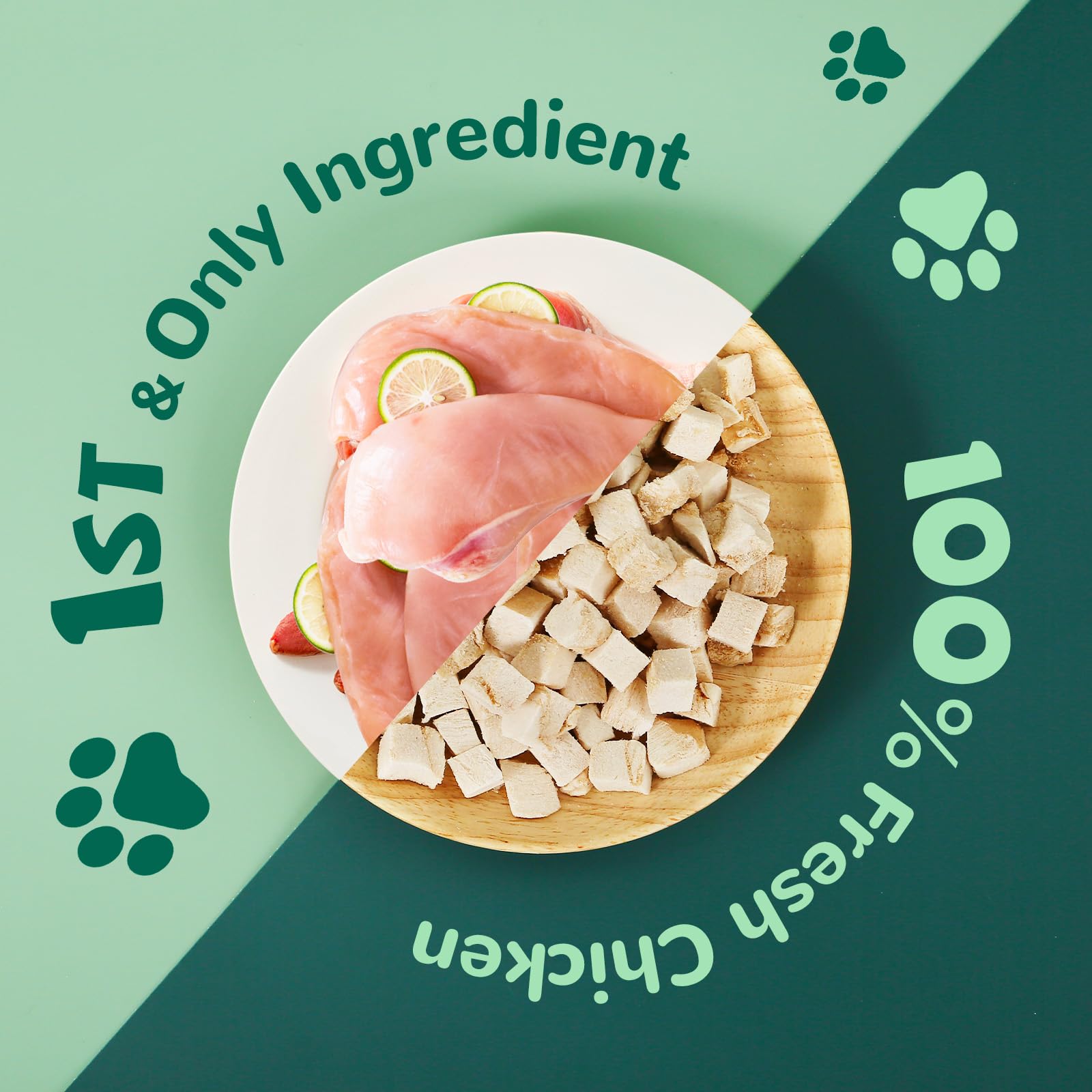 PAWUP Freeze Dried Chicken for Dogs Cats, High Protein Raw Dog Food Topper, Single Fresh Ingredient Treats, 4.6oz, Rawhide Free
