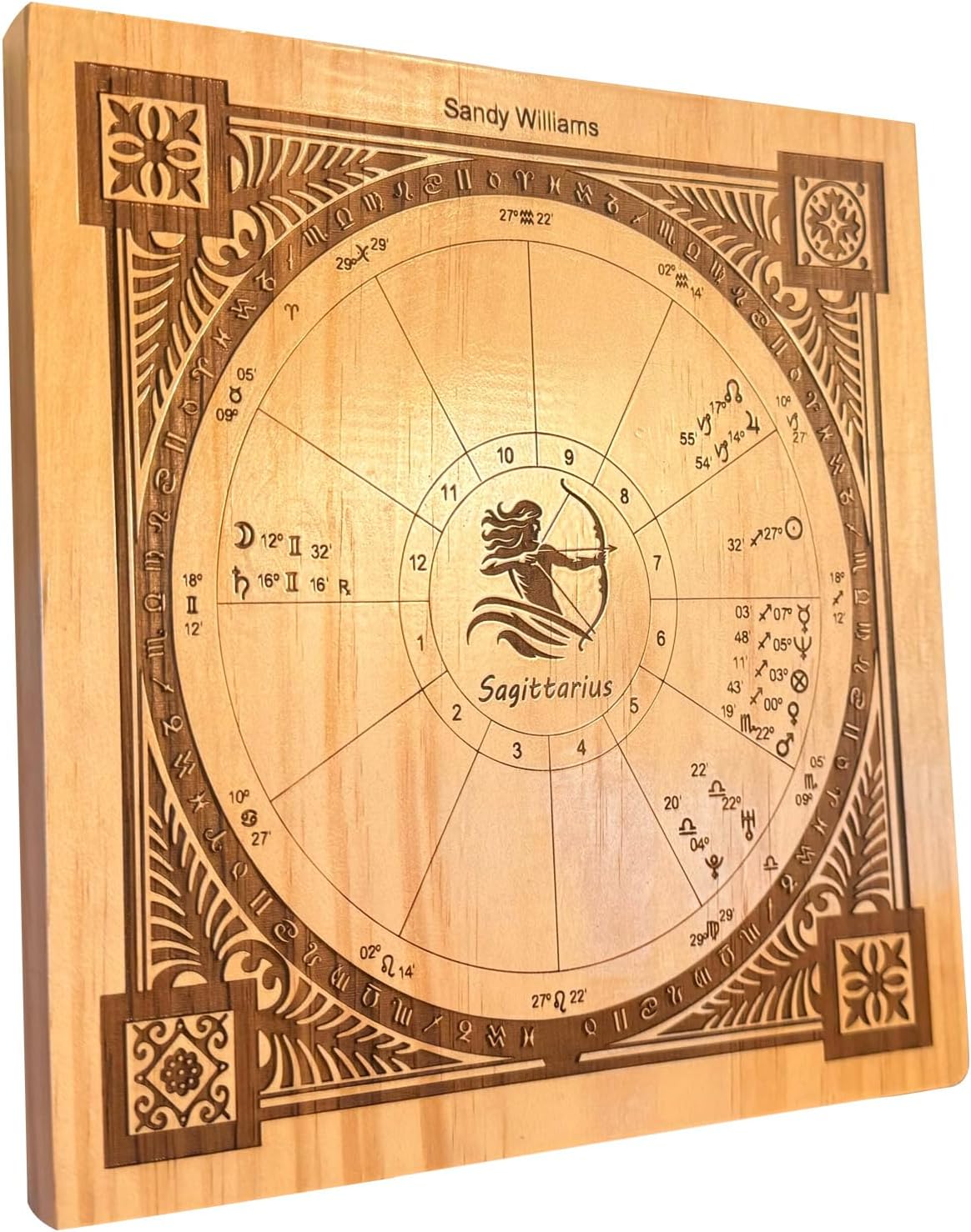 Custom Engraved Wooden Astrology Chart + Digital Report, Personalized Astrology Gift Wall Decor, Zodiac Signs Wall Art, Natal Chart Reading, Gift Idea for Friend, Family - Birthday, Anniversary