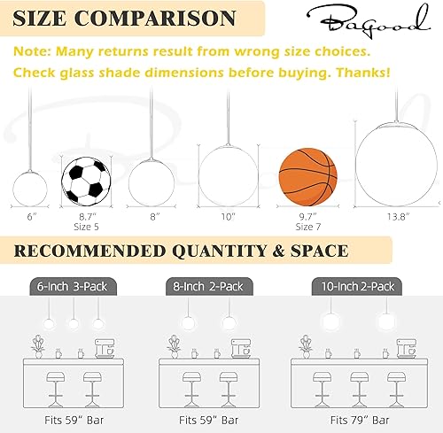 Miniatura 3 de Lámpara colgante de globo de 10 pulgadas, luz colgante dorada de mediados de siglo, lámpara colgante ajustable, luces colgantes de globo, isla de