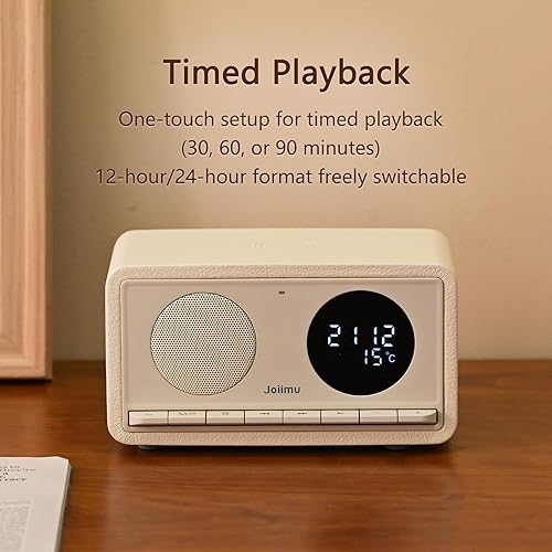 Miniatura 6 de Radio despertador, altavoces Bluetooth con reloj de escritorio, radio FM, carga inalámbrica y termómetros para el hogar