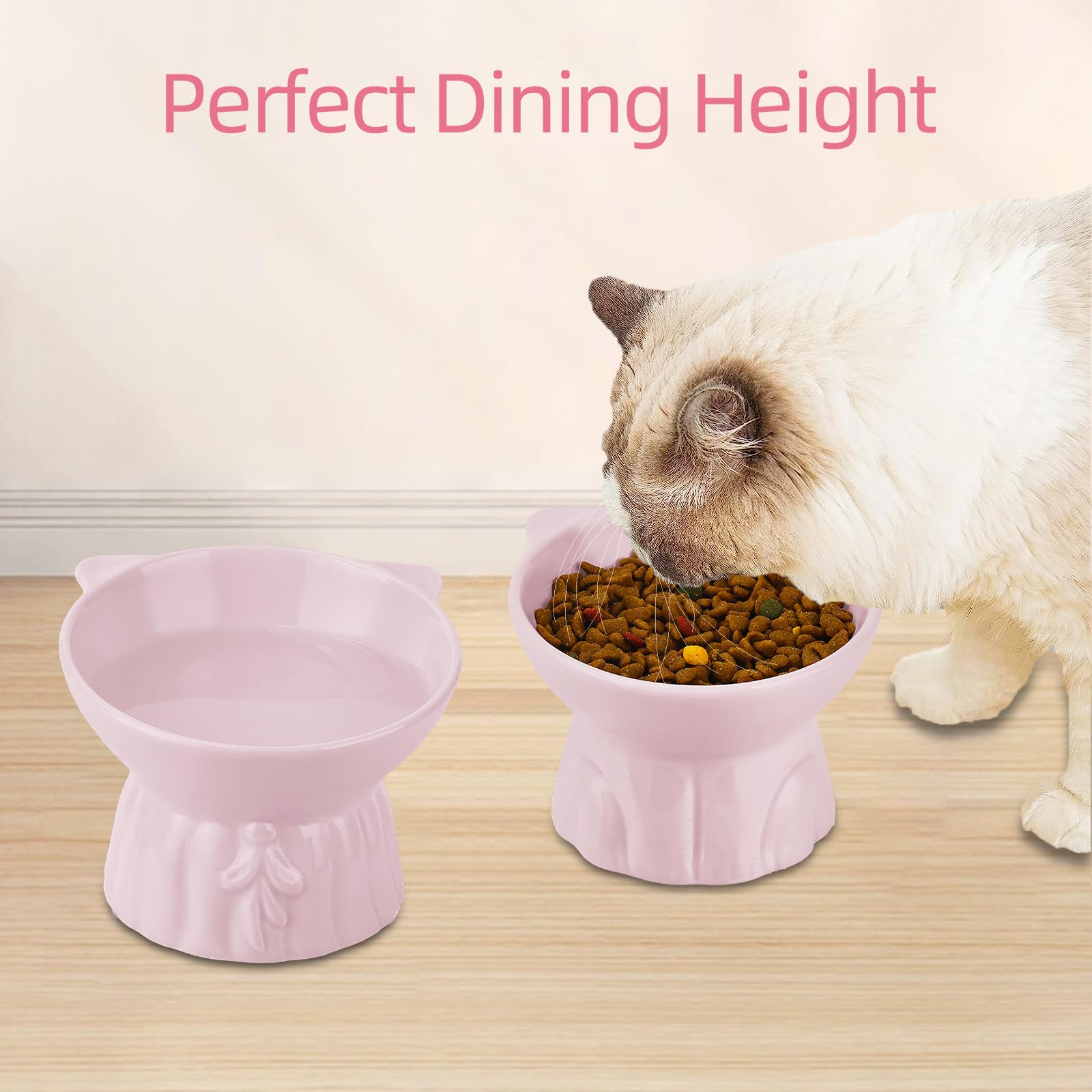 Lot de 2 gamelles surélevées extra larges, gamelles en céramique pour nourriture et eau, large gamelle peu profonde pour chat, vert