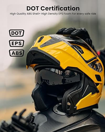 Miniatura 2 de ILM Casco modular de cara completa para motocicleta con visera doble para adultos, luz trasera LED opcional, aprobado por el DOT