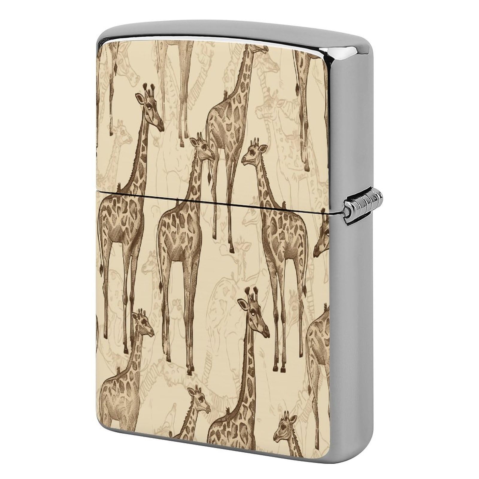 Btcowzrv Style Hand Drawn Giraffes Metal Lighter Case Sleeve Cover Holder