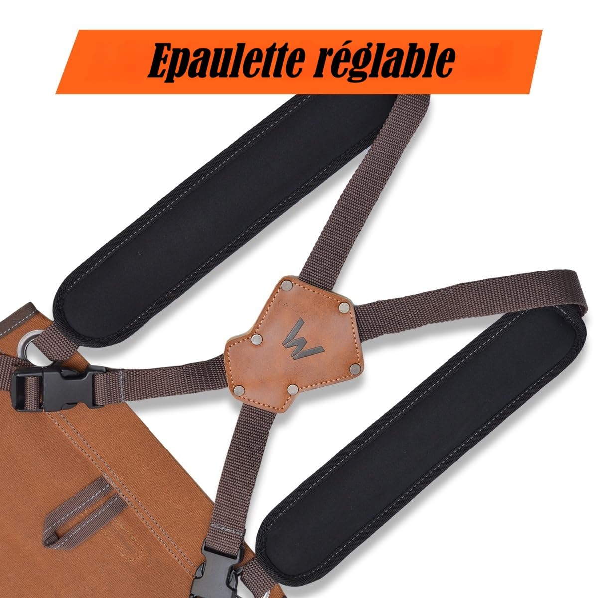 WELKINLAND Tablier à outils à 16 poches, tablier de travail du bois en toile cirée, tablier de soudure robuste, tablier de charpentier entièrement réglable, tablier de menuisier 86,4 x 68,6 cm,