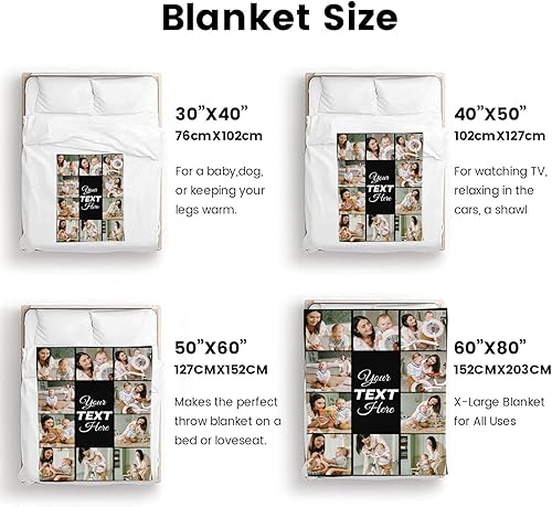 Miniatura 7 de PerStudio Manta de fotos personalizada para mamá y papá, mantas para familiares y amigos, regalos personalizados de Navidad y cumpleaños, fabricada