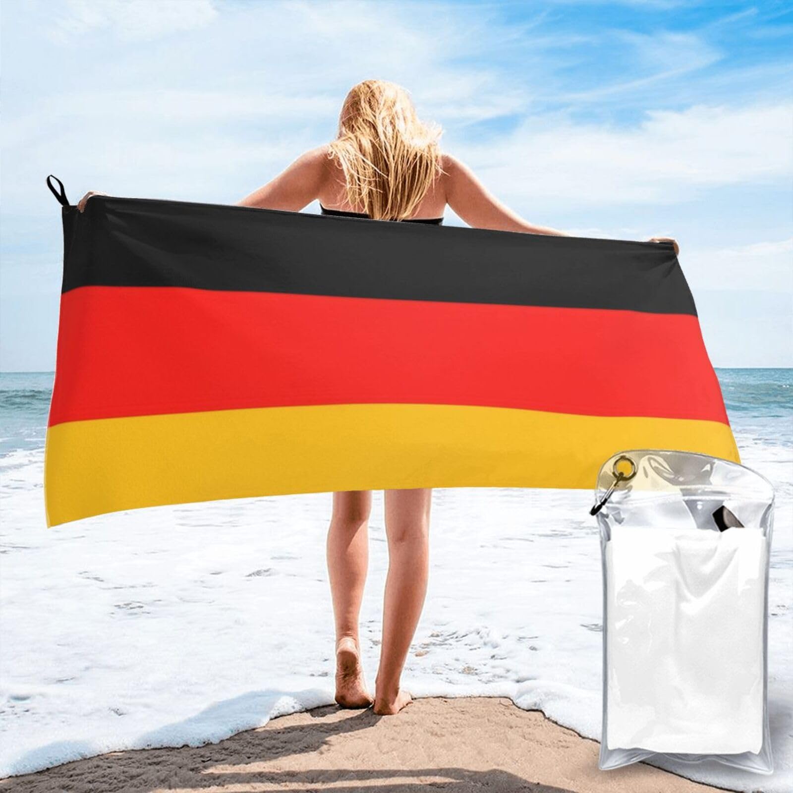 AYYQWE Germany Flag Print Lightweight Towel For Men Women Travel Beach Camping Hiking Yoga Swimming Sports
